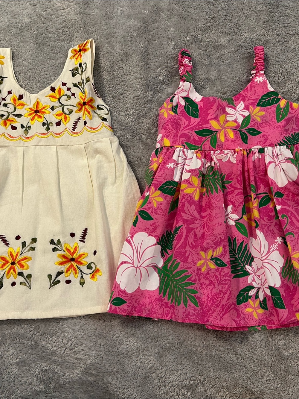 Pink Floral Sundress for Girls - Bright Pink Tropical Print